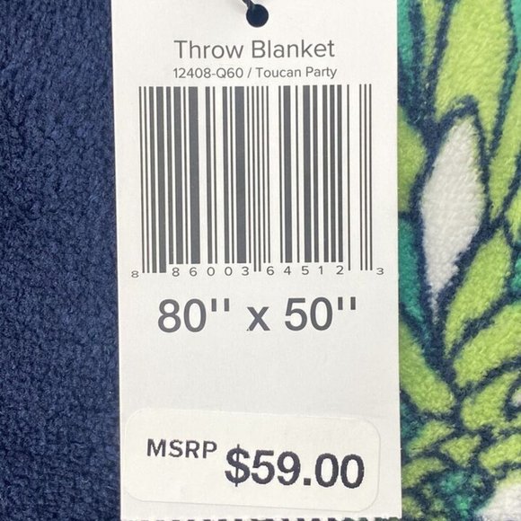 Vera Bradley Plush Throw Blanket in Fleece Toucan Party Oversized 80" x 50" NWT - Picture 5 of 6